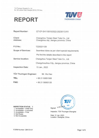 Informe del ensayo tüv